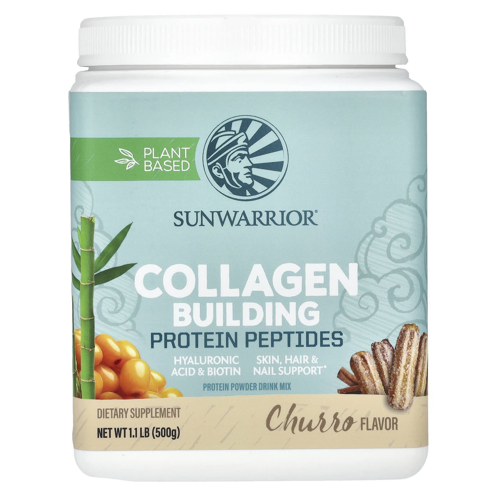 Sunwarrior, Collagen Building Protein Peptides, Churro, 1.1 lb (500 g) - Image 1
