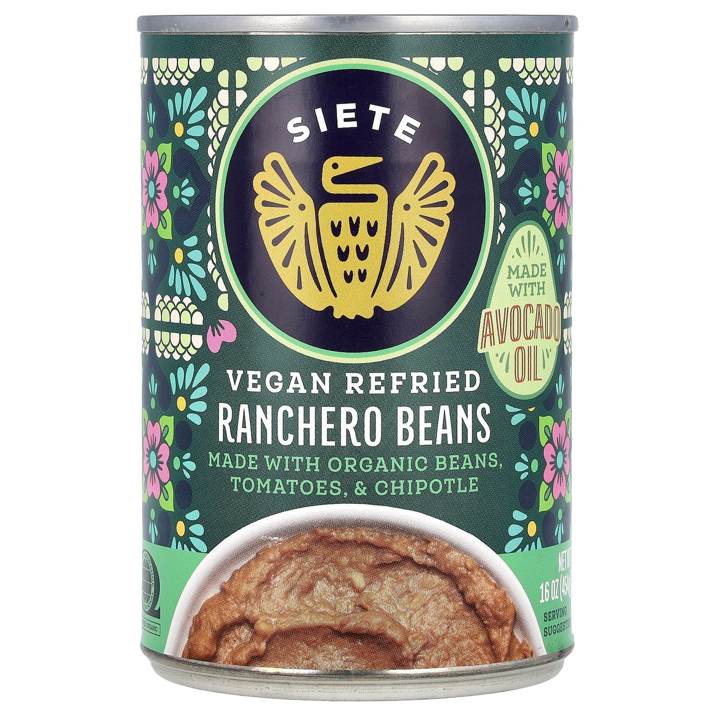 Siete, Vegan Refried Ranchero Beans, 16 oz (454 g) - Image 1