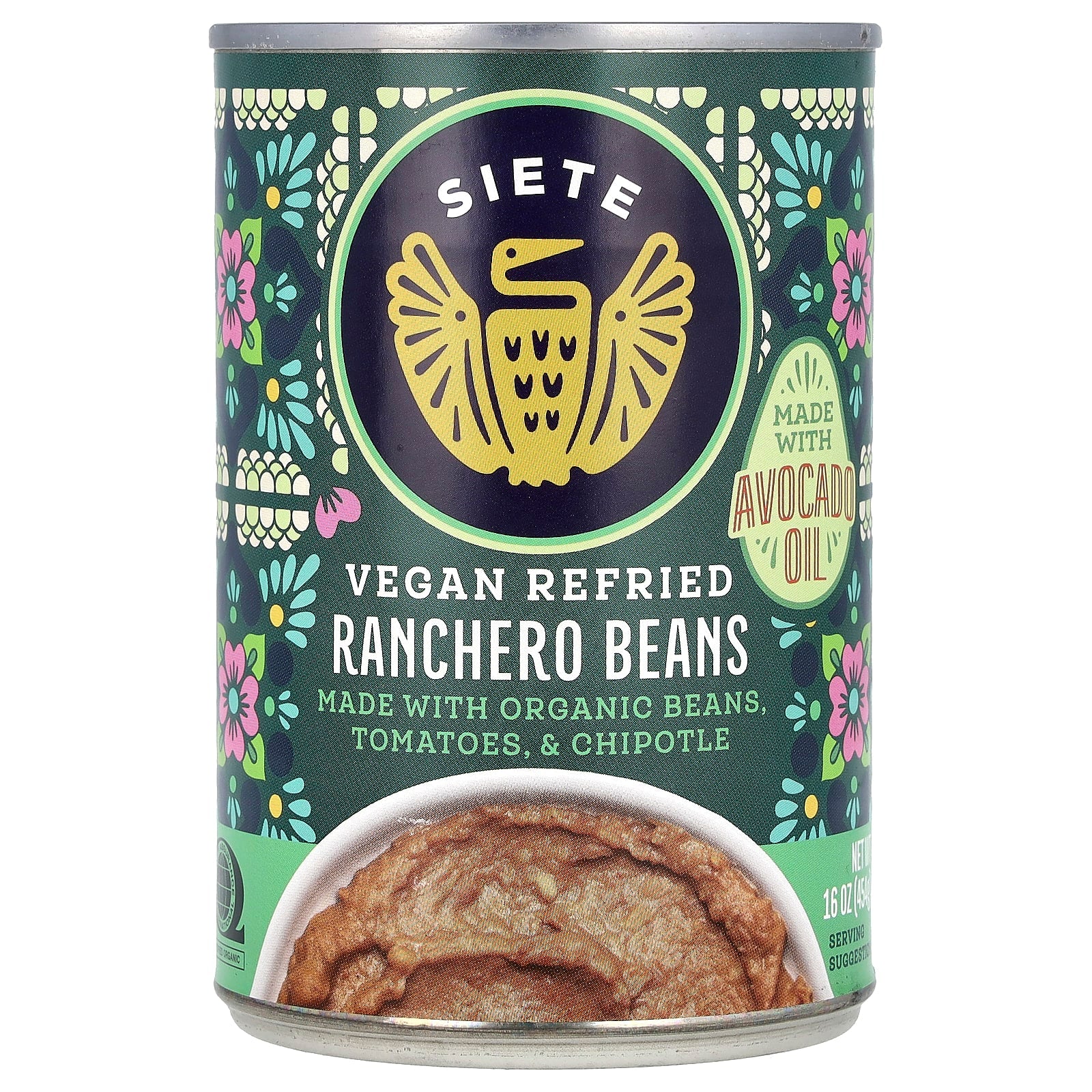 Siete, Vegan Refried Ranchero Beans, 16 oz (454 g) - Image 1
