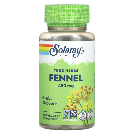 Solaray, True Herbs, Fennel, 450 mg, 100 VegCaps - Image 1