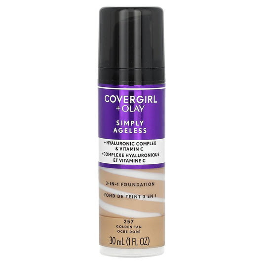 Covergirl 3-in-1 Foundation, Anti-Aging Hydrator, 257 Golden Tan, 1 fl oz - Image 1