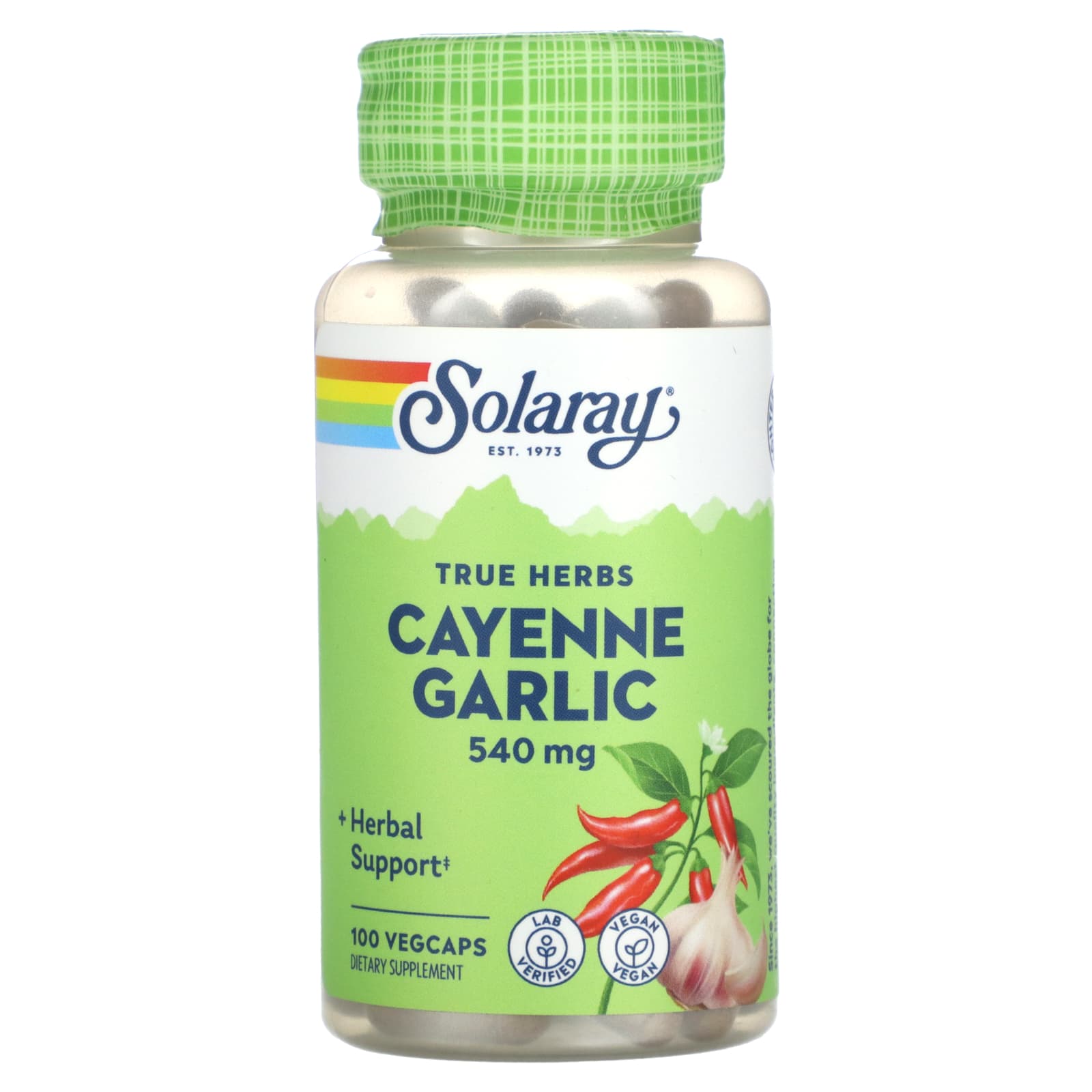 Solaray, True Herbs, Cayenne Garlic , 540 mg , 100 VegCaps - Image 1