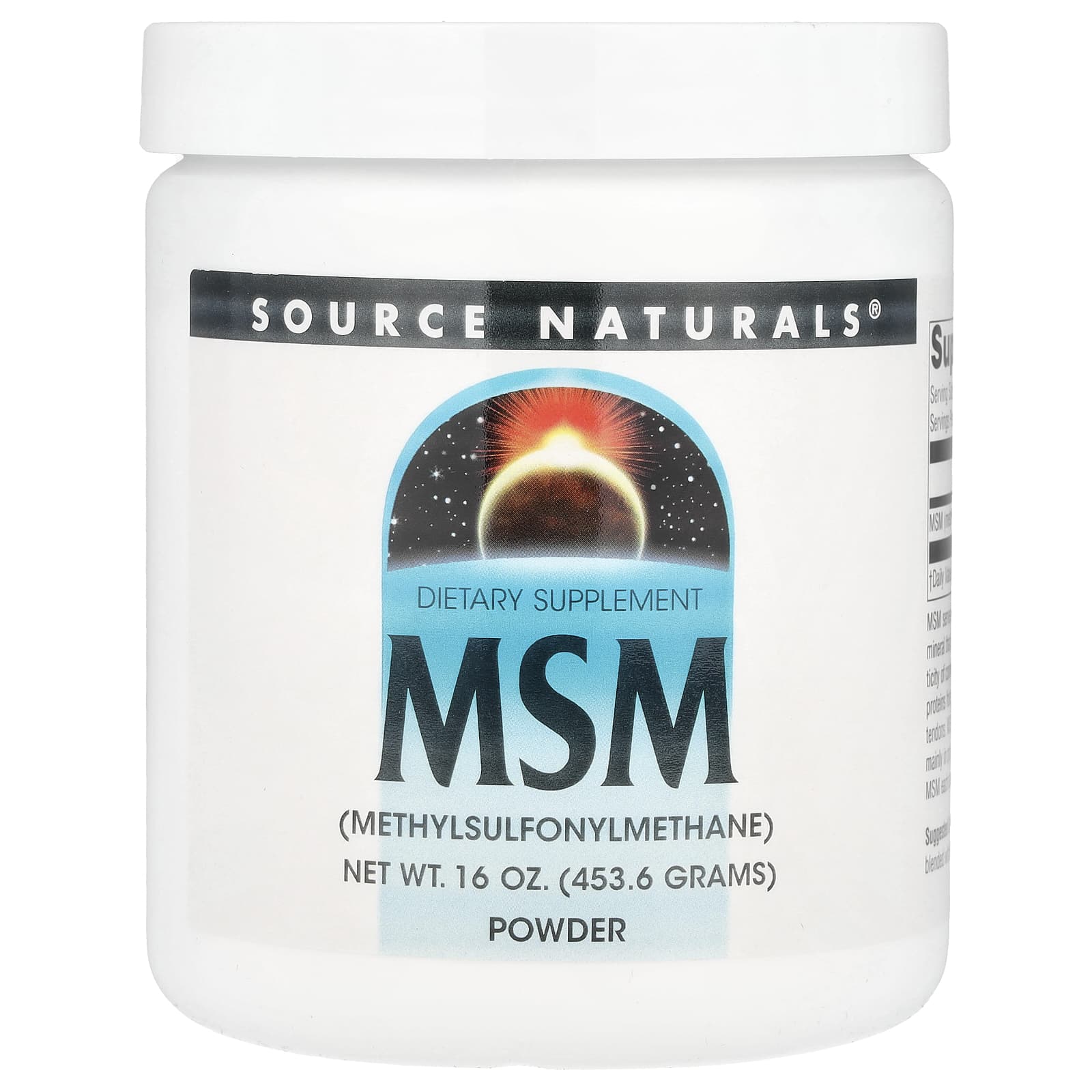 Source Naturals, MSM Powder, 16 oz (453.6 g) - Image 1