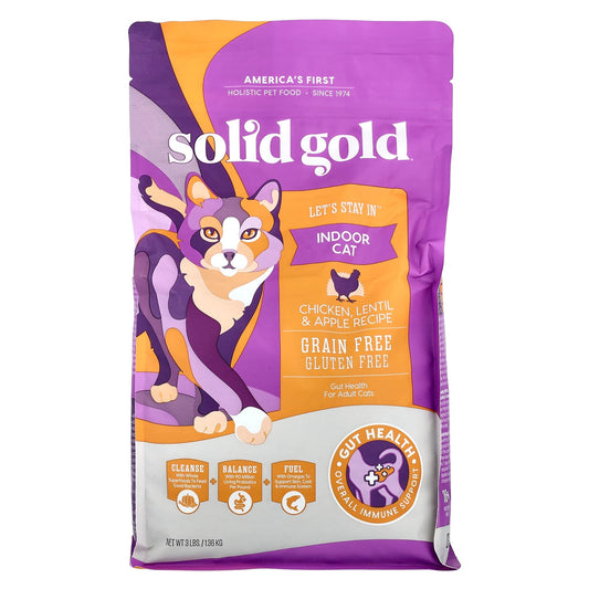 Solid Gold, Let's Stay In™, For Adult Indoor Cats, Chicken Lentil & Apple Recipe, 3 lbs (1.36 kg) - Image 1