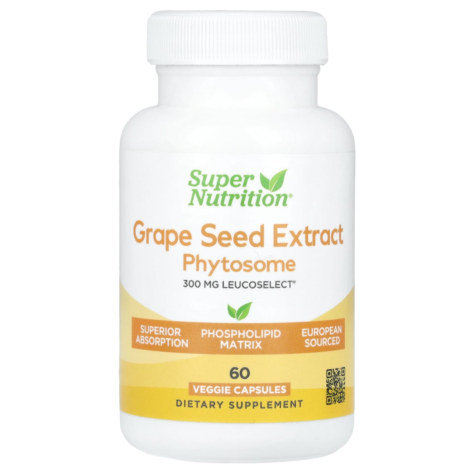 Grape Seed Extract Phytosome by Super Nutrition - 300mg, 60 Capsules - Image 1