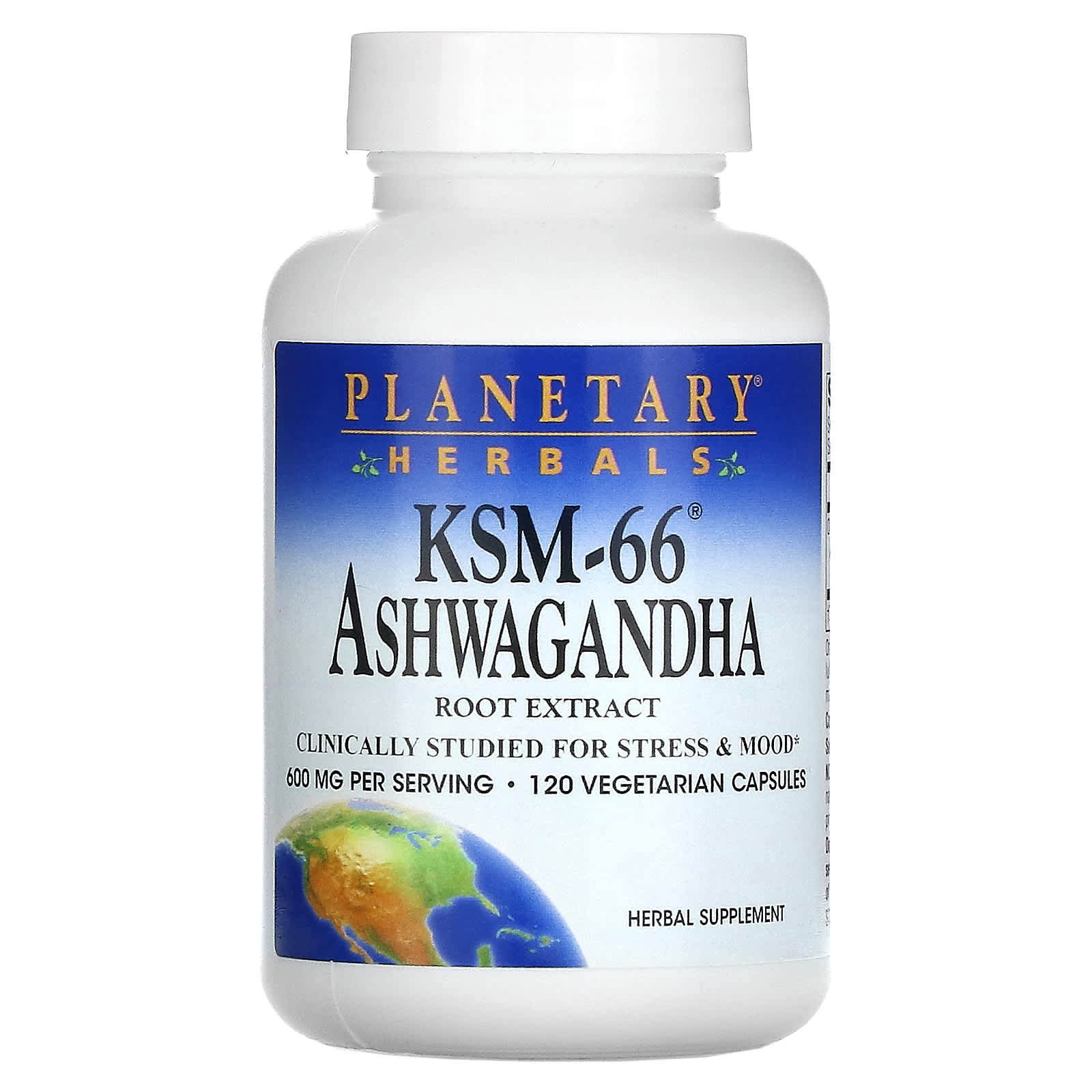 Planetary Herbals, KSM-66® Ashwagandha Root Extract, 120 Vegetarian Capsules (300 mg per Capsule) - Image 1
