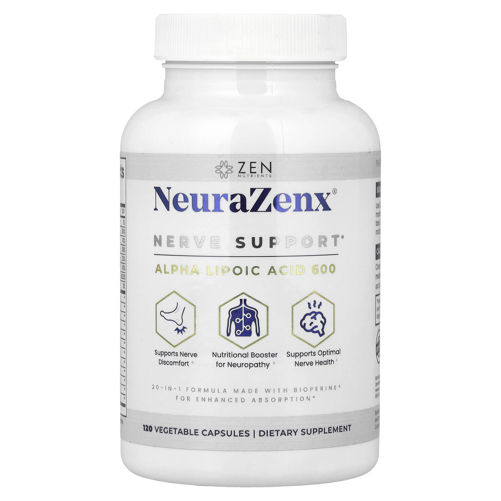 Zen Nutrients, NeuraZenx®, Nerve Support, 120 Vegetable Capsules