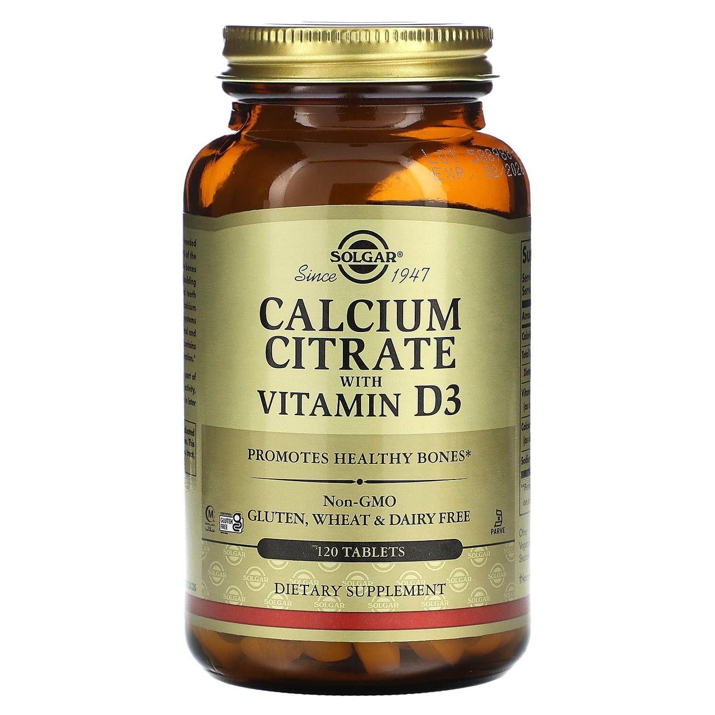 Solgar, Calcium Citrate with Vitamin D3, 120 Tablets - Image 1