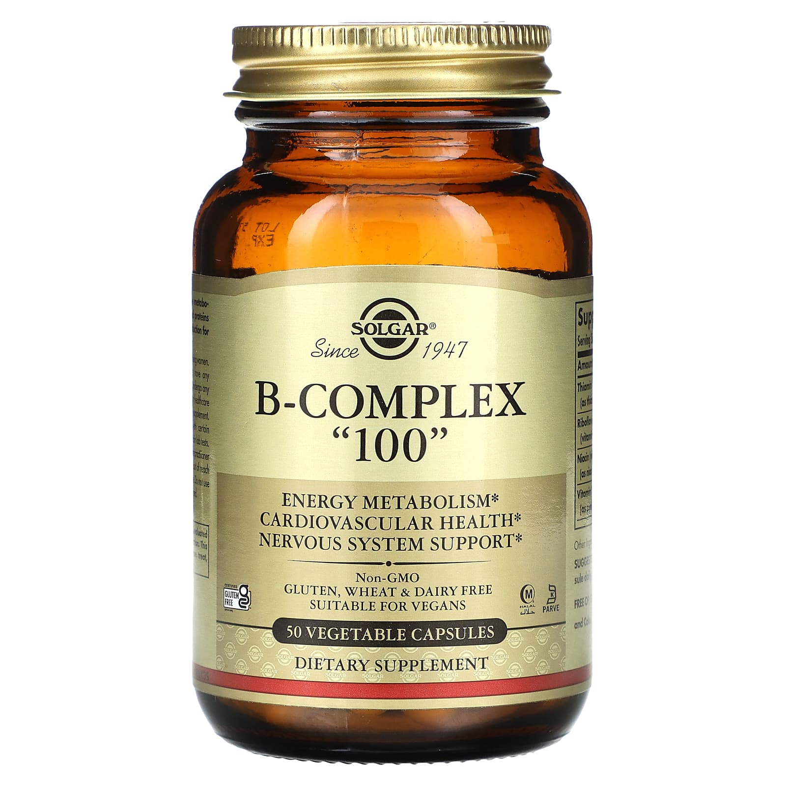 Solgar, B Complex "100", 50 Vegetable Capsules - Image 1