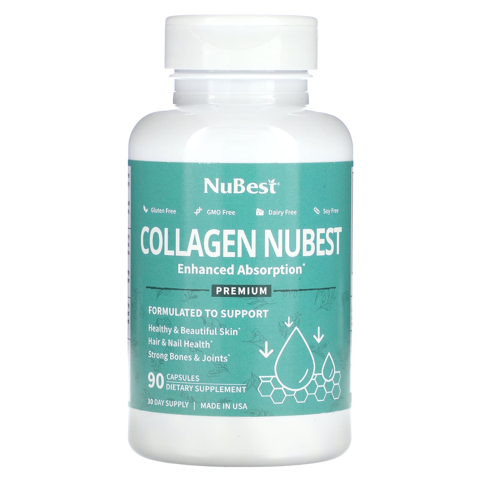 NuBest, Premium Collagen Nubest, Enhanced Absorption, 90 Capsules (500 mg per Capsule) - Image 1