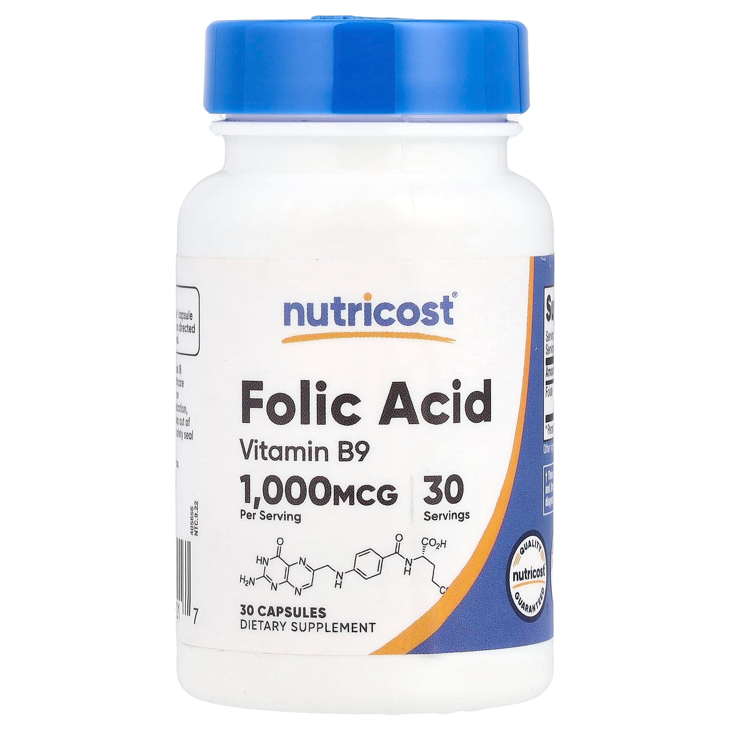 Nutricost, Folic Acid, 1,000 mcg, 30 Capsules - Image 1