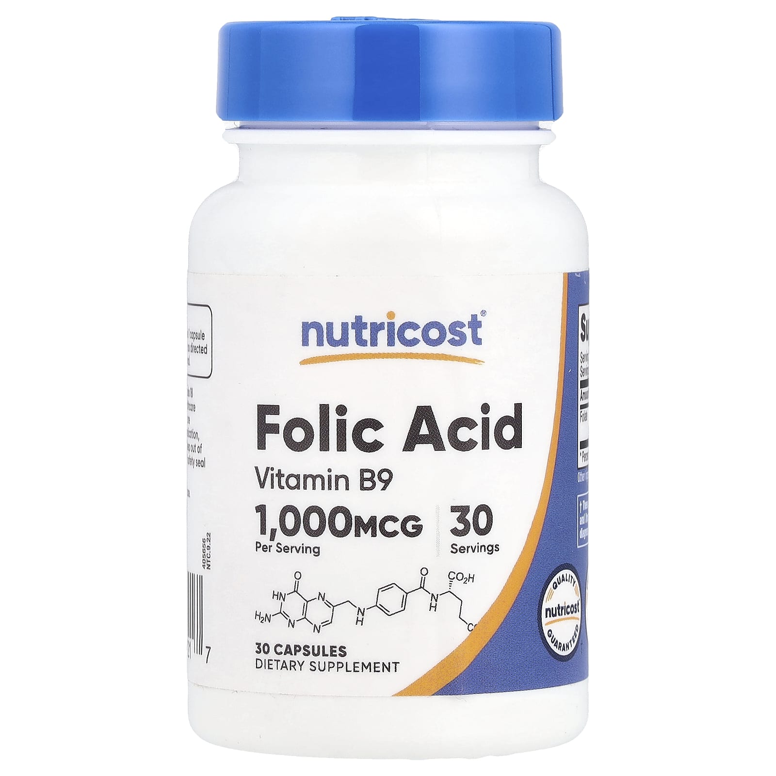 Nutricost, Folic Acid, 1,000 mcg, 30 Capsules - Image 1