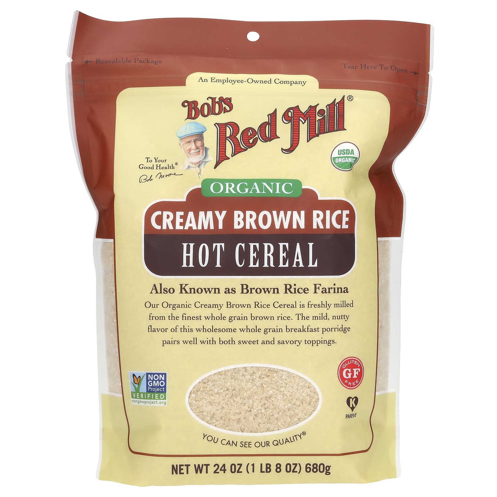 Bob's Red Mill Organic Creamy Brown Rice Hot Cereal 24 oz - Image 1