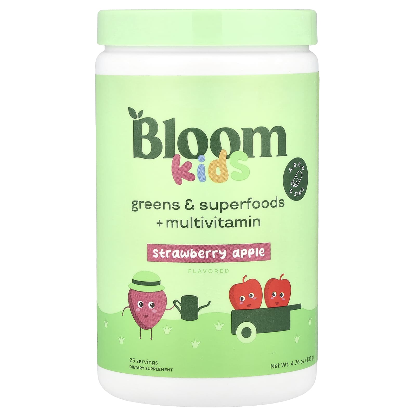 Bloom Kids Greens & Superfoods Multivitamin, Strawberry Apple Flavor - Image 1