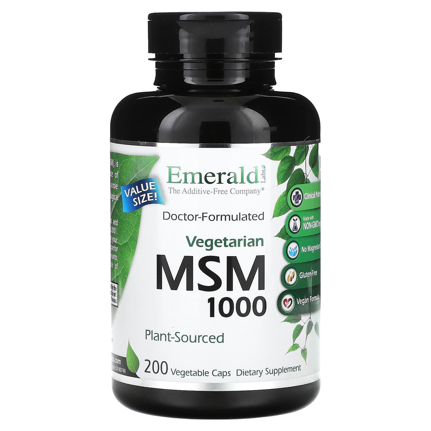 Support Joint Health with Emerald Labs MSM 1000 200 Veg Caps - Image 1