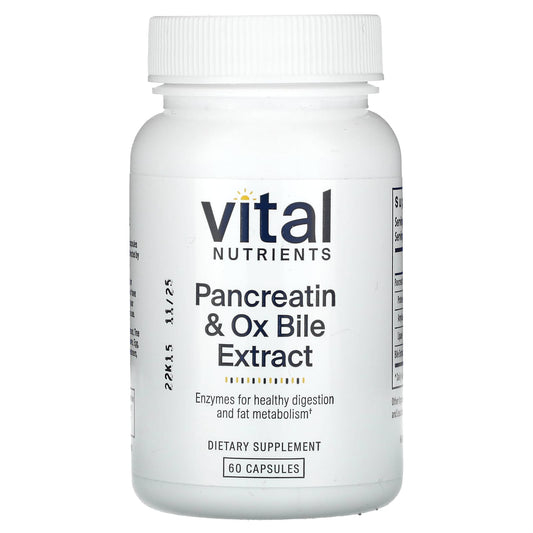 Vital Nutrients, Pancreatin & Ox Bile Extract, 60 Capsules - Image 1