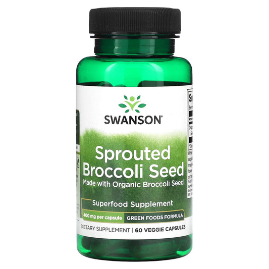 Swanson, Sprouted Broccoli Seed, 400 mg, 60 Veggie Capsules - Image 1