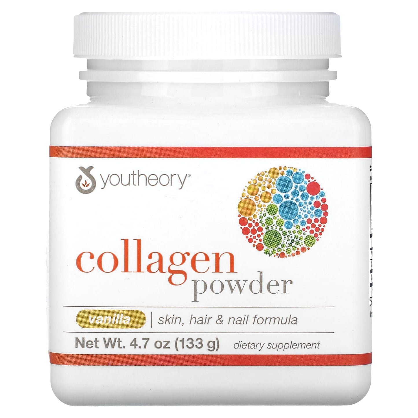 Youtheory, Collagen Powder, Vanilla , 4.7 oz (133 g) - Image 1