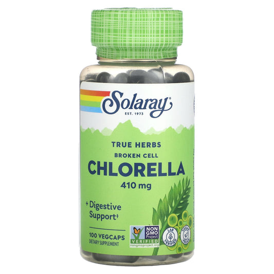 Solaray, True Herbs, Broken Cell Chlorella, 410 mg, 100 Vegcaps - Image 1