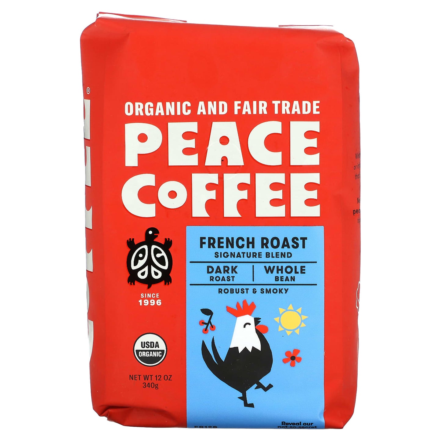 Peace Coffee, Organic French Roast, Whole Bean, Dark Roast, 12 oz (340 g) - Image 1