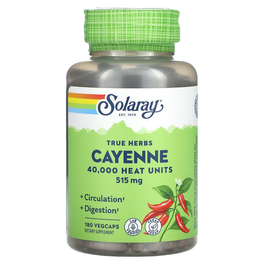 Solaray, True Herbs, Cayenne, 515 mg, 180 VegCaps - Image 1