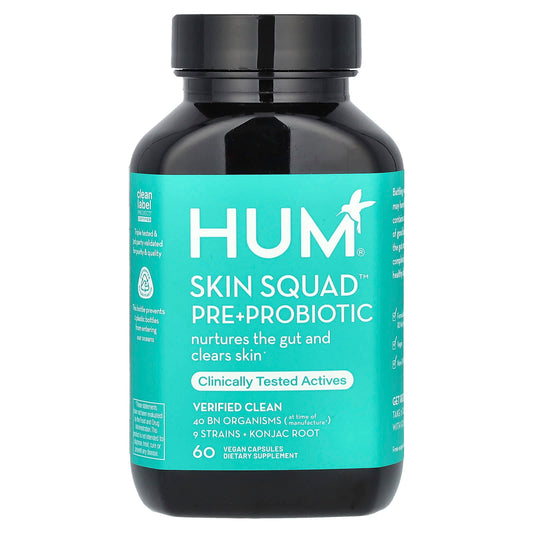 Clear Skin & Gut Health: HUM Nutrition Skin Squad Prebiotic 60 Capsules - Image 1