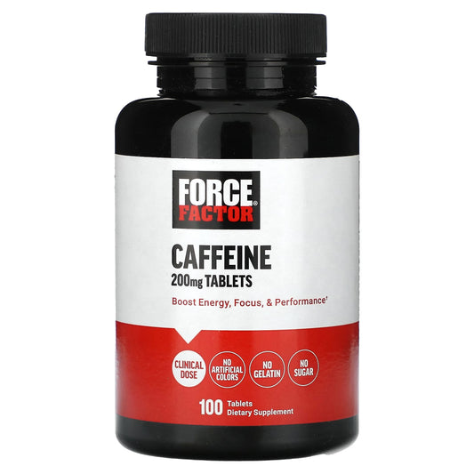 Boost Energy & Performance with Force Factor Caffeine 200mg, 100 Tablets - Image 1