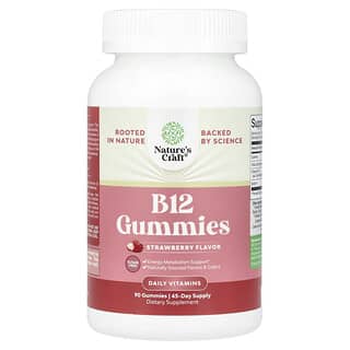 Nature's Craft B12 Gummies - Strawberry Flavor, 90 Gummies, Vegan, Sugar-Free