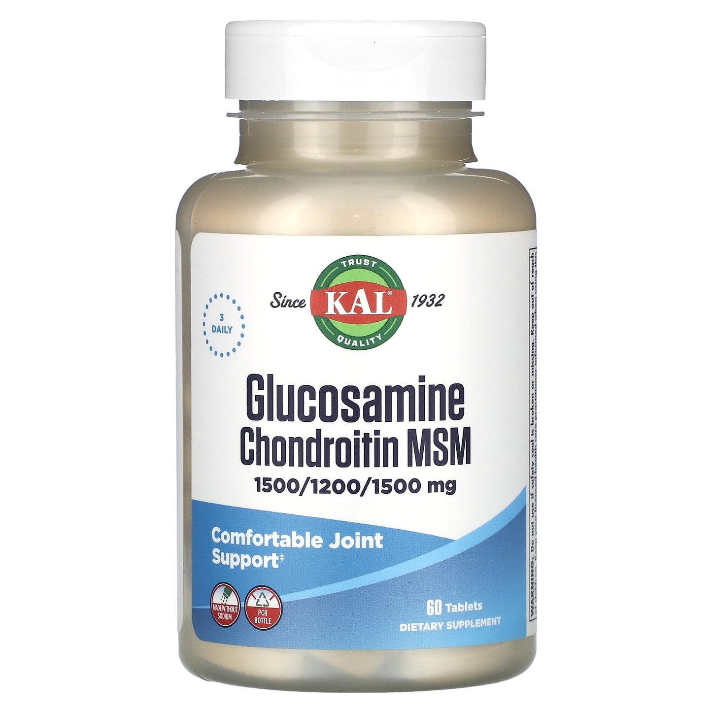 KAL Glucosamine Chondroitin MSM Joint Support Supplements, 60 Tablets - Image 1