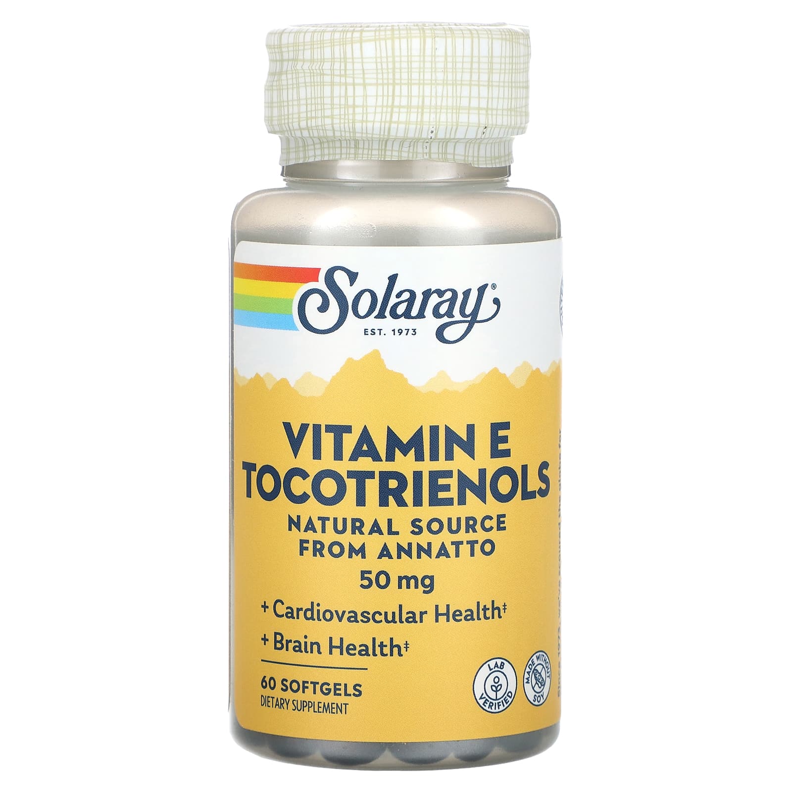 Solaray, Vitamine E Tocotrienols, 50 mg, 60 Softgels - Image 1