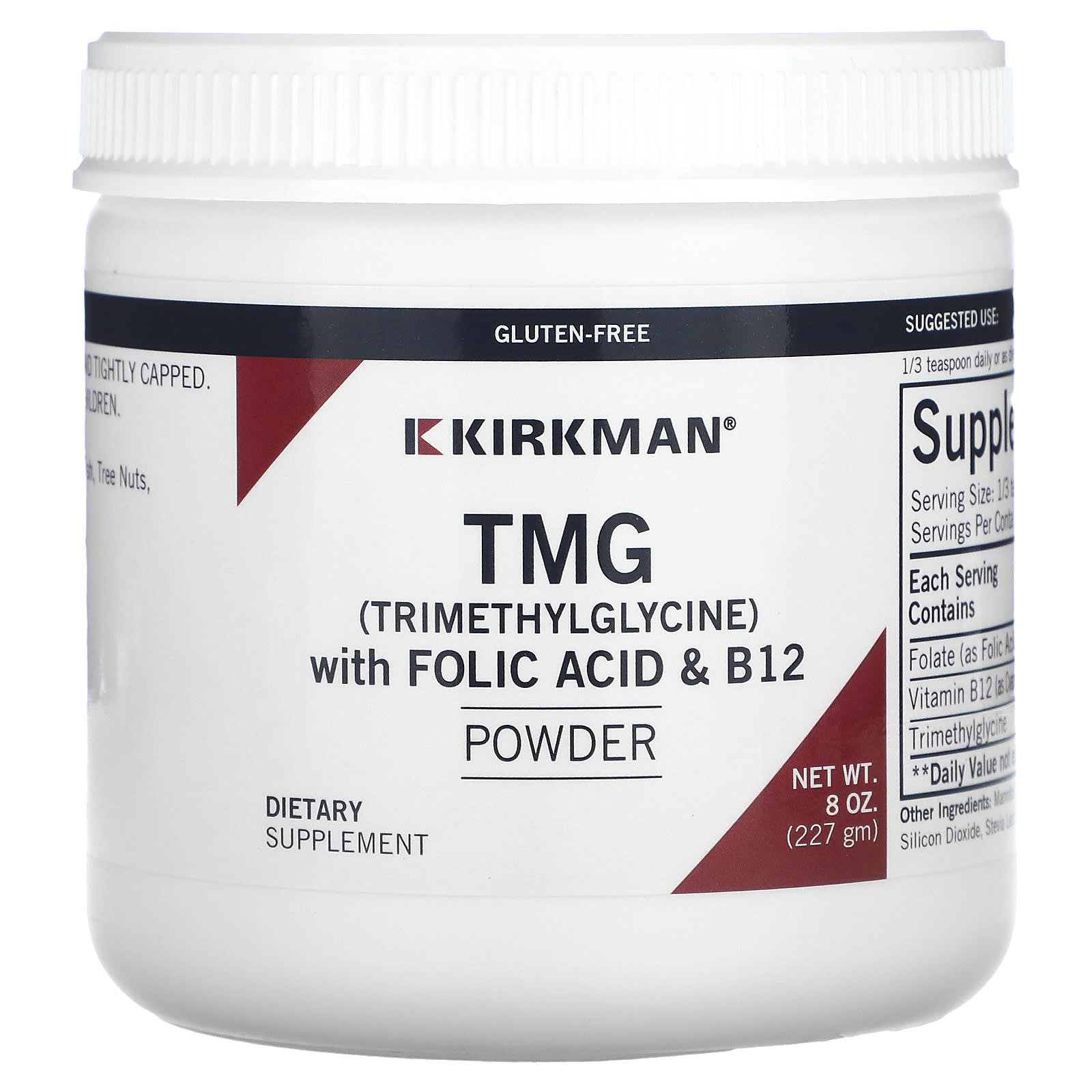 Kirkman Labs, TMG (Trimethylglycine) with Folic Acid & B12 Powder, 8 oz (227 g) - Image 1