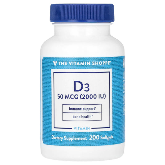 The Vitamin Shoppe, Vitamin D3, 50 mcg (2,000 IU), 200 Softgels - Image 1