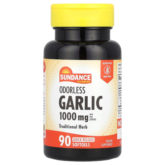 Sundance Vitamins, Odorless Garlic, 90 Quick Release Softgels (500 mg per Softgel) - Image 1
