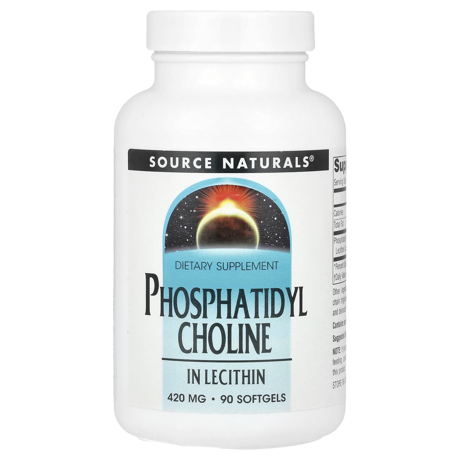 Source Naturals, Phosphatidyl Choline in Lecithin , 420 mg , 90 Softgels - Image 1