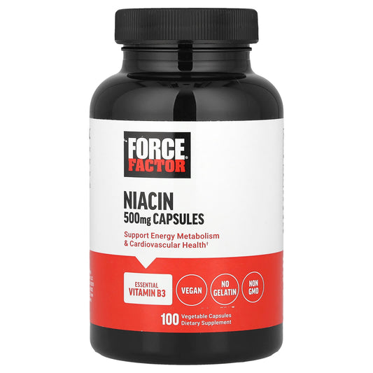 Force Factor Niacin Supplement, 500mg, 100 Veggie Capsules - Image 1