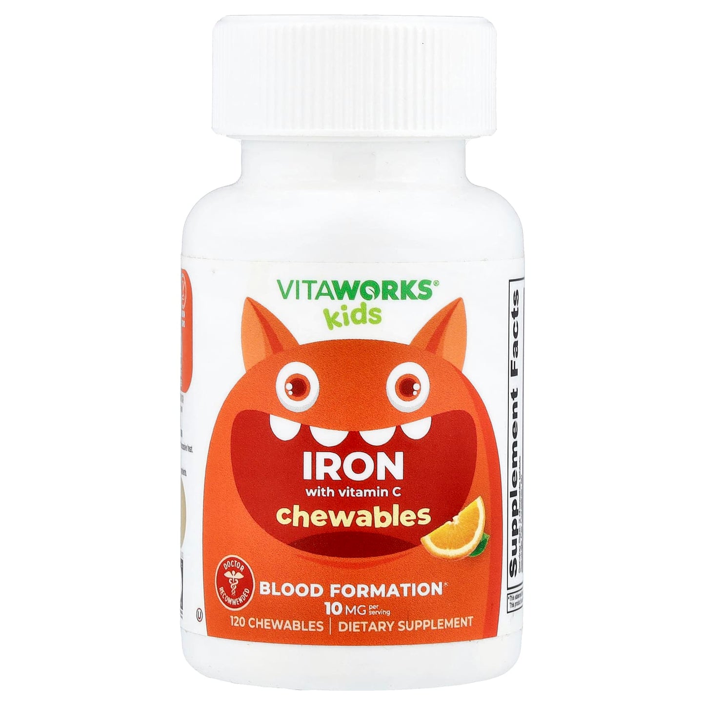VitaWorks, Kids, Iron With Vitamin C, Orange, 120 Chewables - Image 1