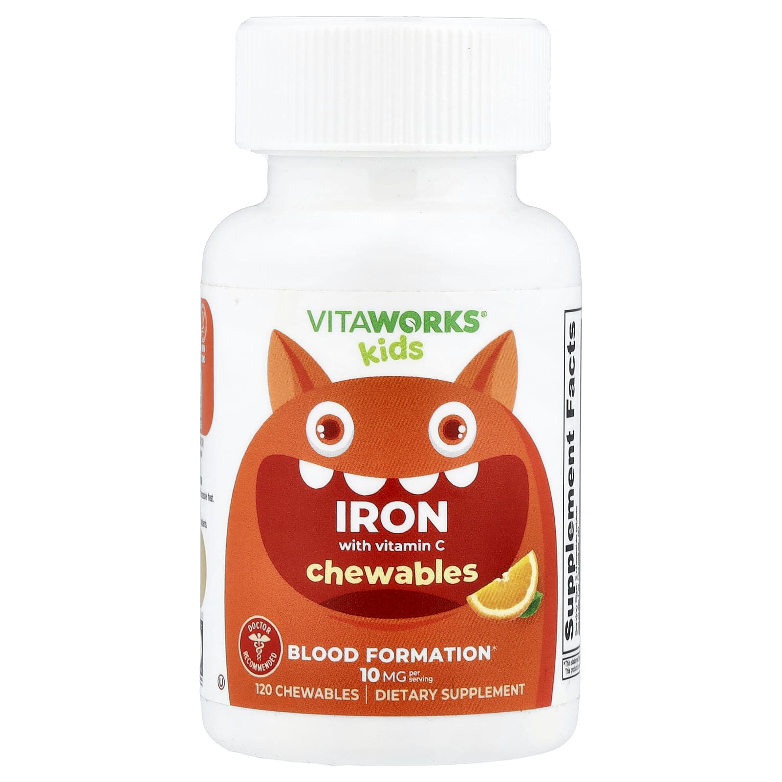 VitaWorks, Kids, Iron With Vitamin C, Orange, 120 Chewables - Image 1