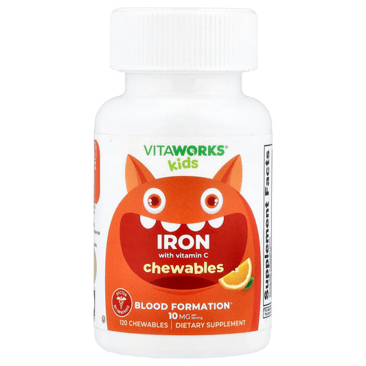 VitaWorks, Kids, Iron With Vitamin C, Orange, 120 Chewables - Image 1