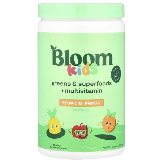 Bloom, Kids, Greens & Superfoods + Multivitamin, Tropical Punch, 4.29 oz (121.75 g)