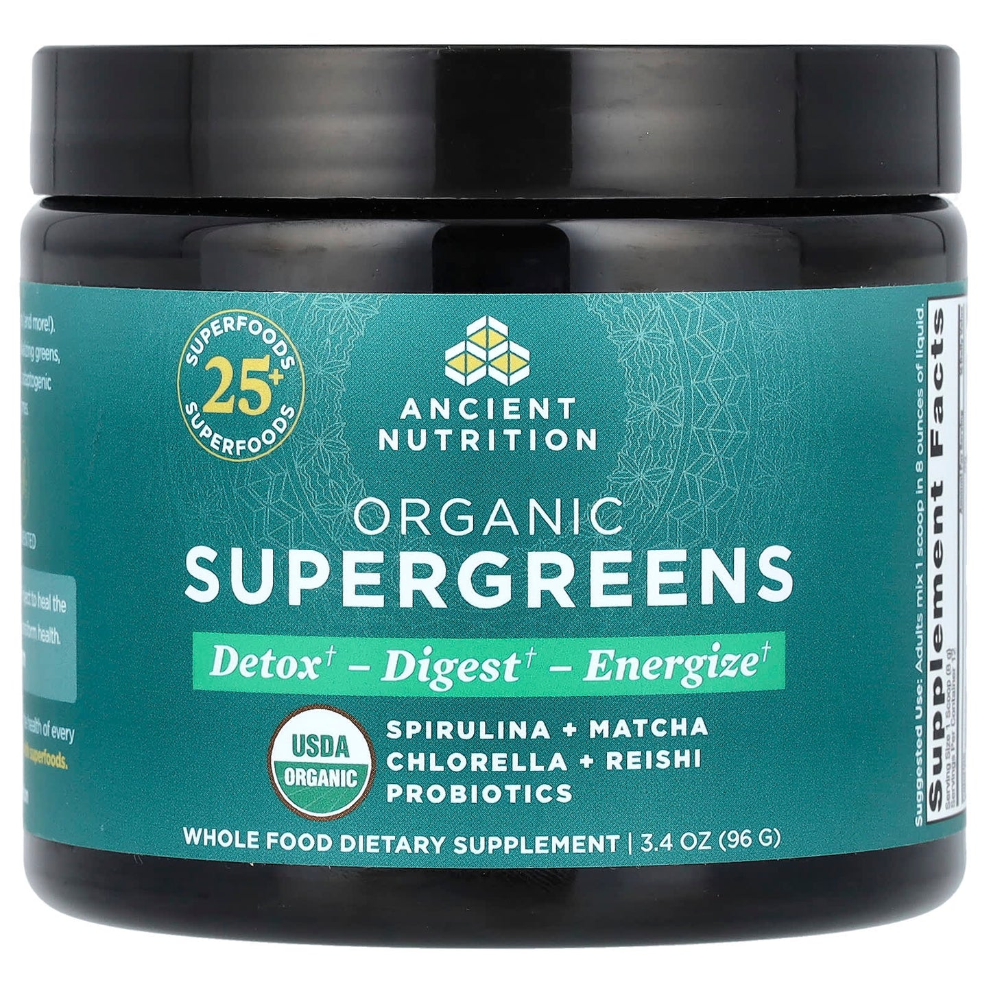 Ancient Nutrition Organic SuperGreens Powder, 25+ Superfoods, USDA Certified - Image 1
