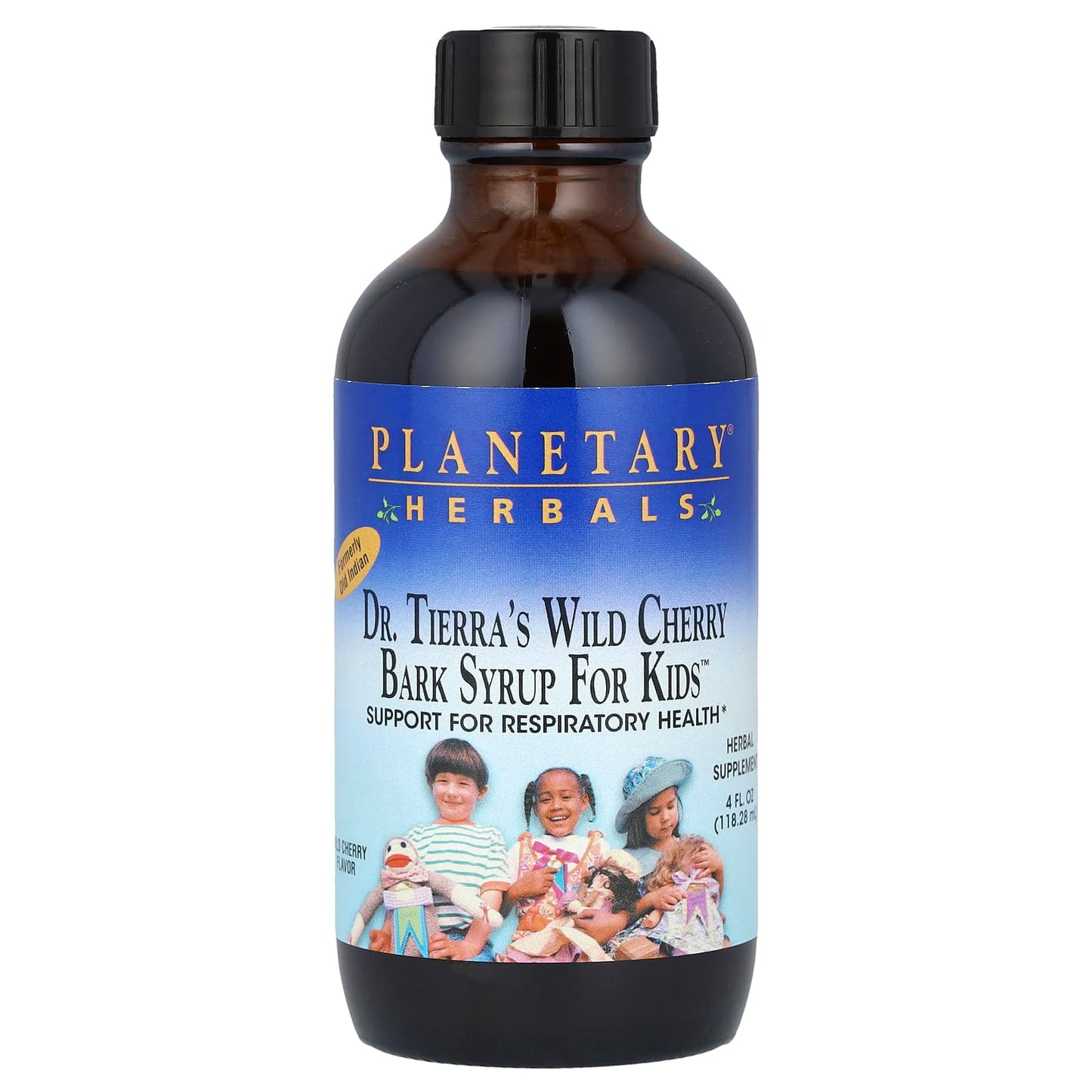 Planetary Herbals, Dr. Tierra's Wild Cherry Bark Syrup For Kids, Wild Cherry, 4 fl oz (118.28 ml) - Image 1