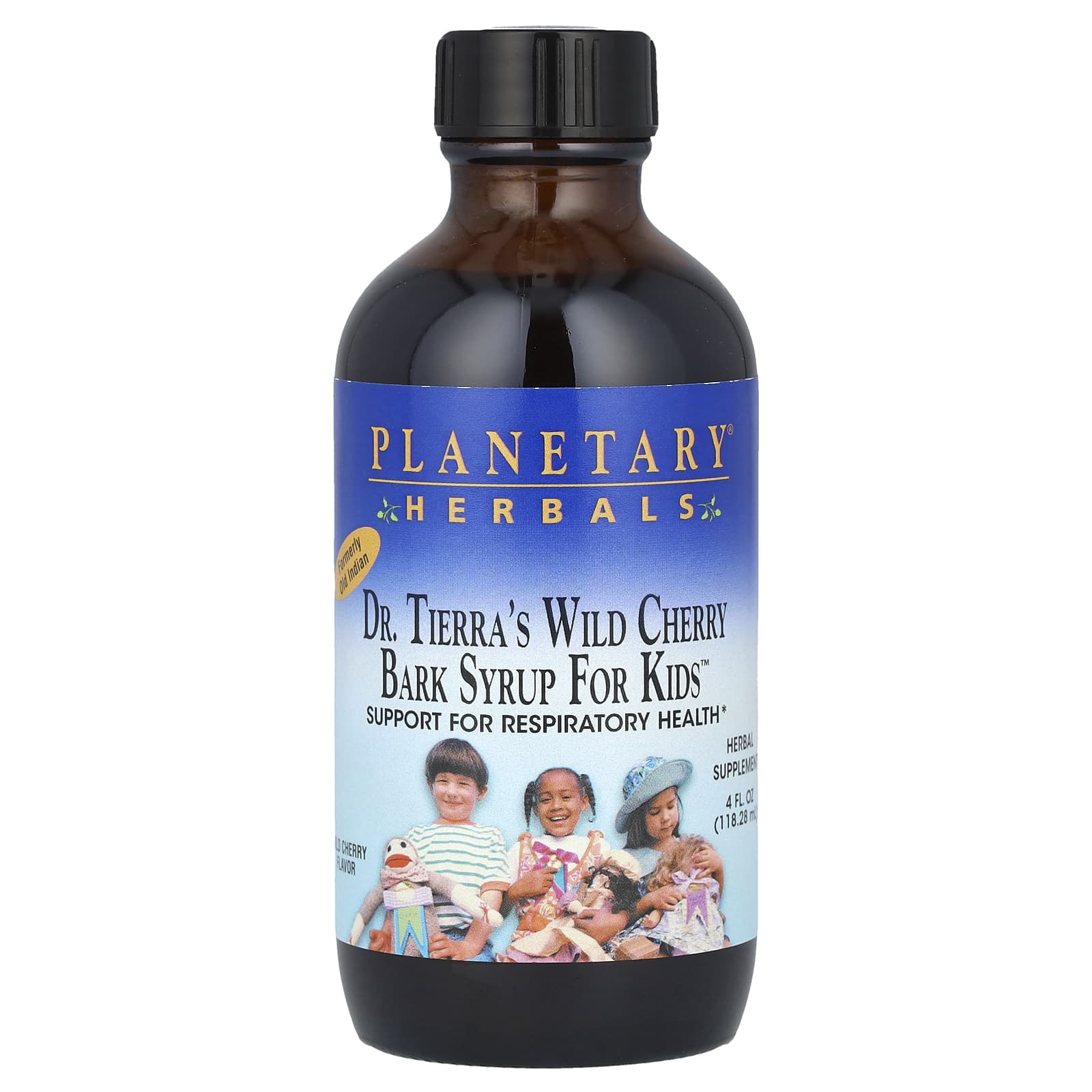 Planetary Herbals, Dr. Tierra's Wild Cherry Bark Syrup For Kids, Wild Cherry, 4 fl oz (118.28 ml) - Image 1