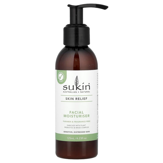 Sukin, Skin Relief, Facial Moisturiser, Sensitive, Distressed Skin, Fragrance Free, 4.23 fl oz (125 ml) - Image 1