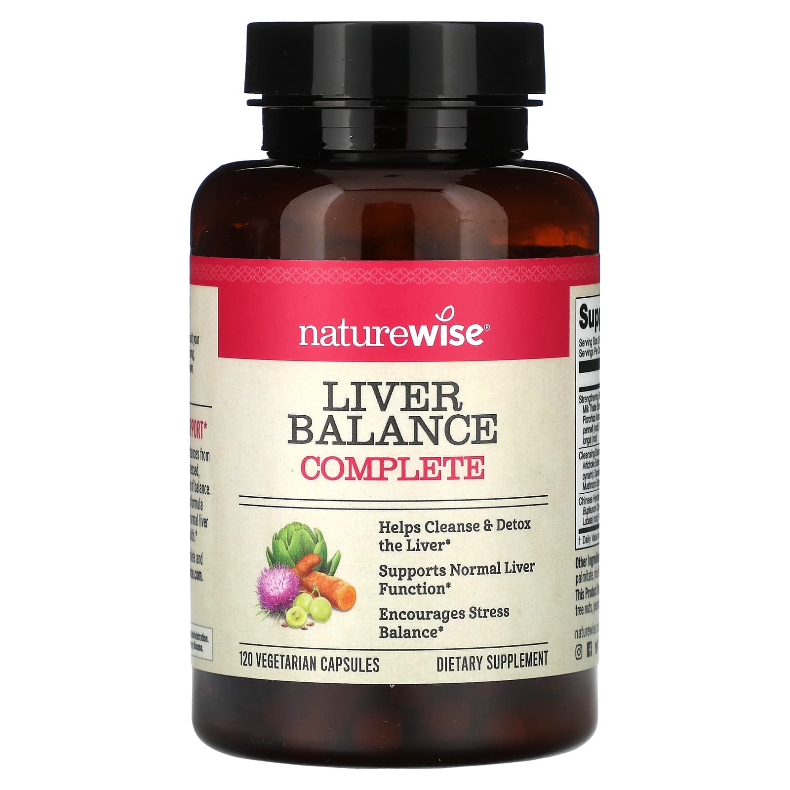 NatureWise, Liver Balance Complete, 120 Vegetarian Capsules - Image 1