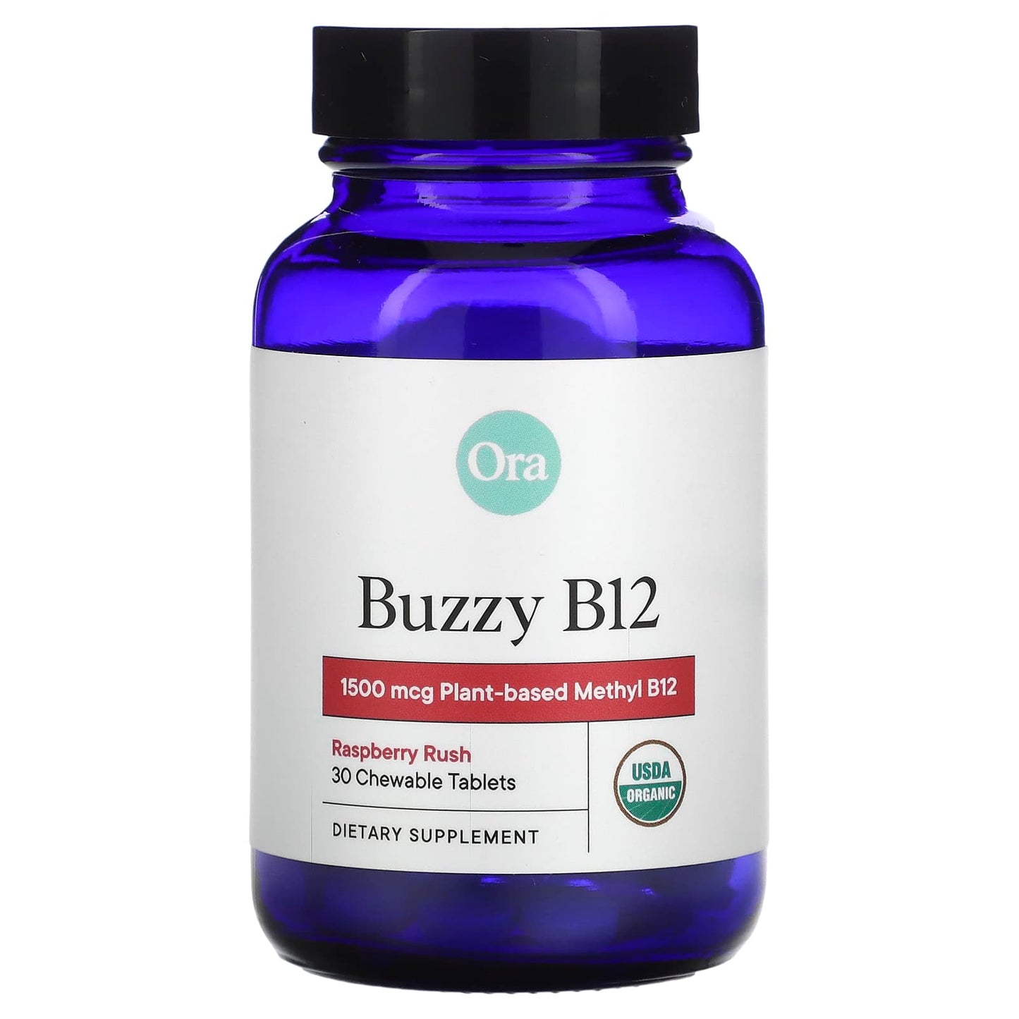 Ora, Buzzy B12, Raspberry Rush, 1,500 mcg, 30 Chewable Tablets - Image 1