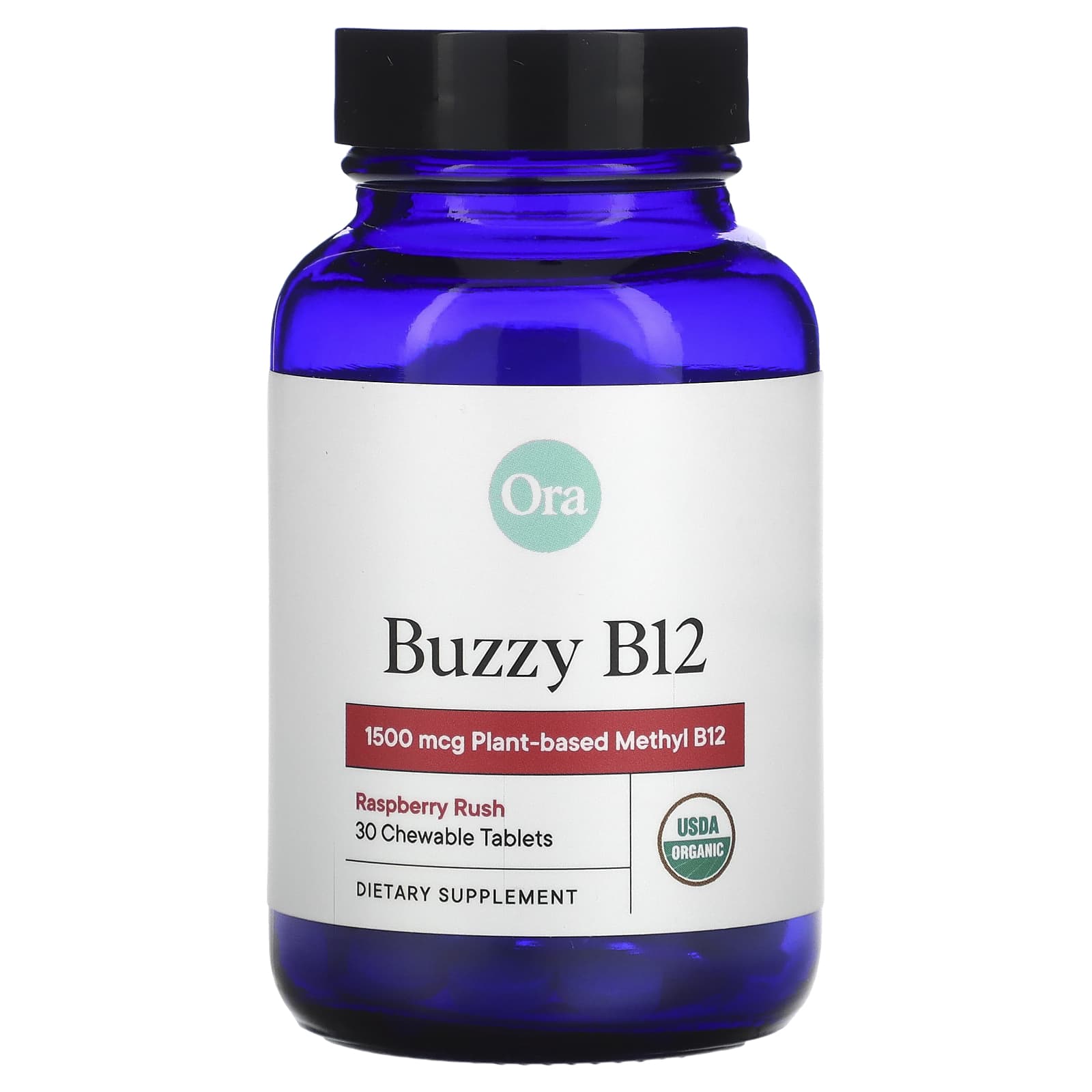 Ora, Buzzy B12, Raspberry Rush, 1,500 mcg, 30 Chewable Tablets - Image 1