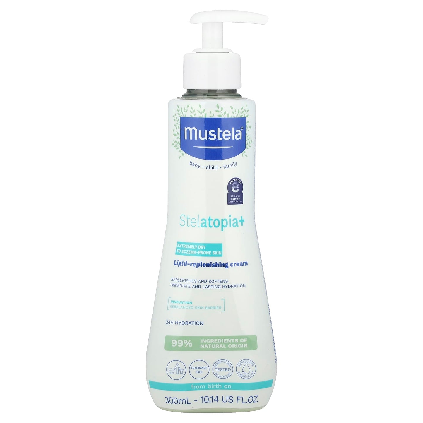 Mustela, Family, Stelatopia+ Lipid-Replenishing Cream, Extremely Dry to Eczema-Prone Skin, 10.14 fl oz (300 ml) - Image 1