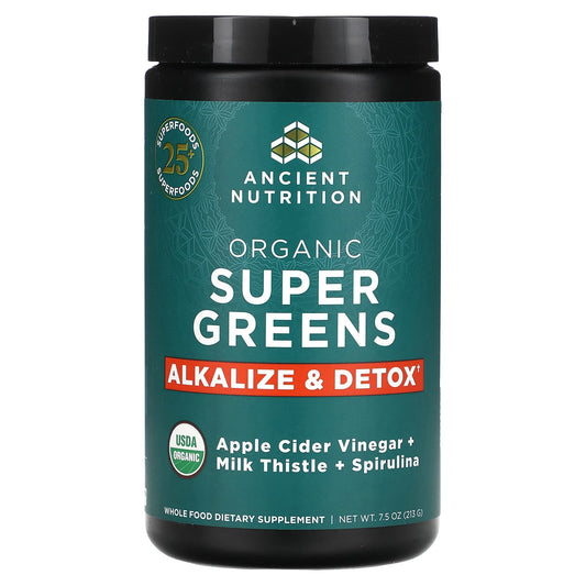 Ancient Nutrition Organic Super Greens Alkalize & Detox Powder 7.5oz - Image 1