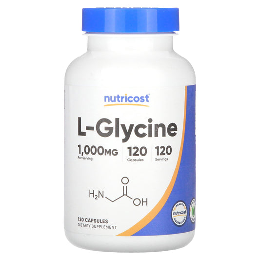 Nutricost, L-Glycine, 1,000 mg, 120 Capsules - Image 1