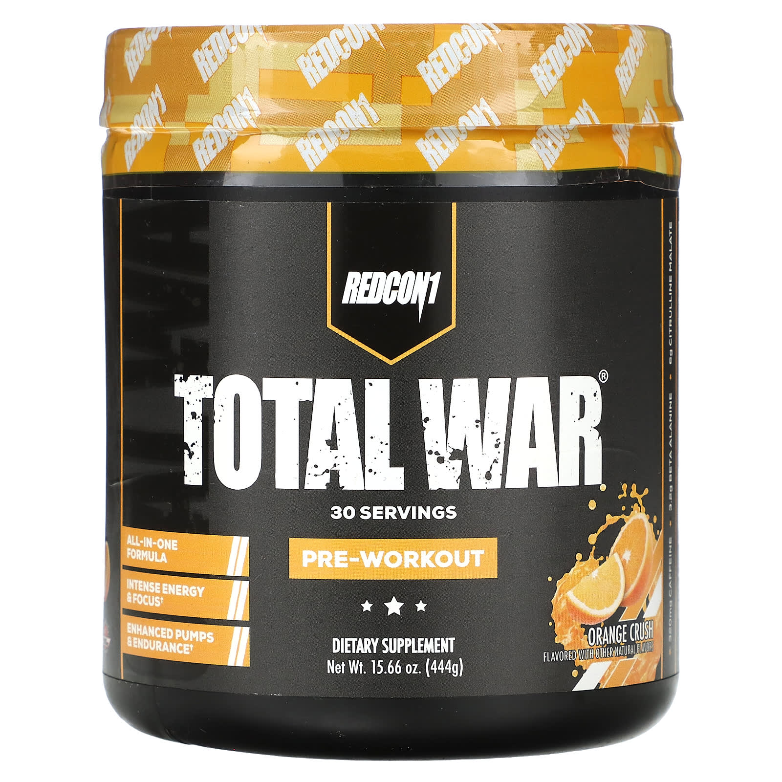 Redcon1, Total War, Pre-Workout, Orange Crush, 15.66 oz (444 g) - Image 1